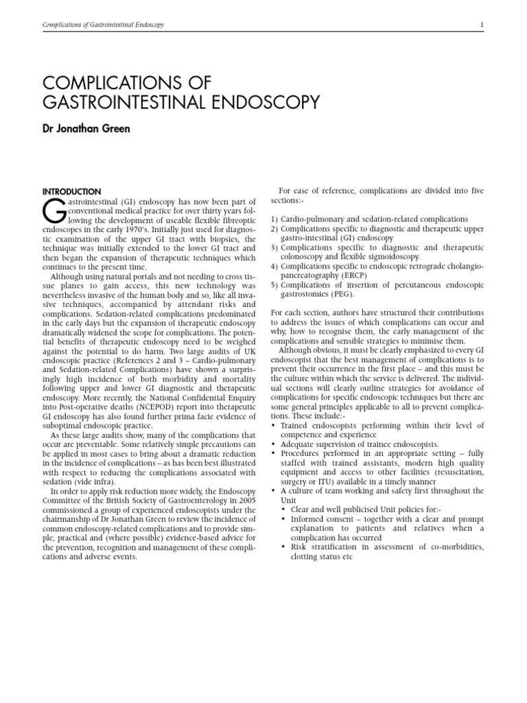 Complications of Upper GI S PDF Endoscopy Cardiac Arrhythmia