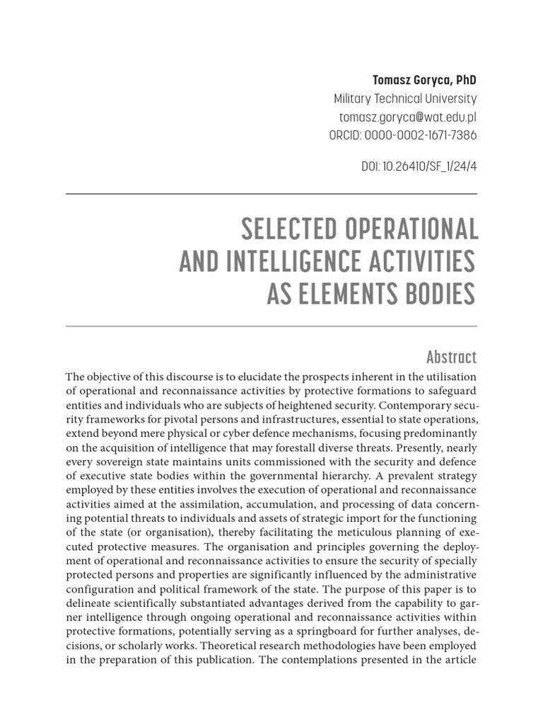 Operational Intelligence in Security | PDF | Surveillance | Reconnaissance