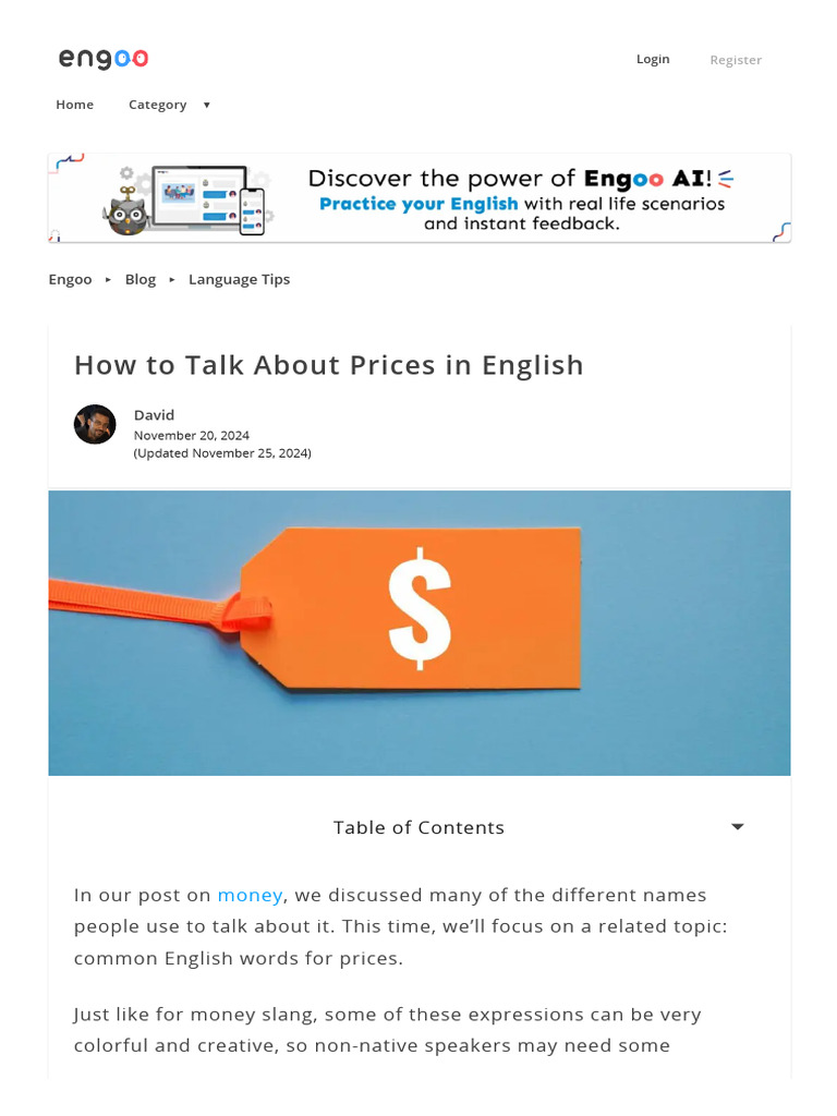 English Vocabulary for Prices | PDF | List Price | Bargaining