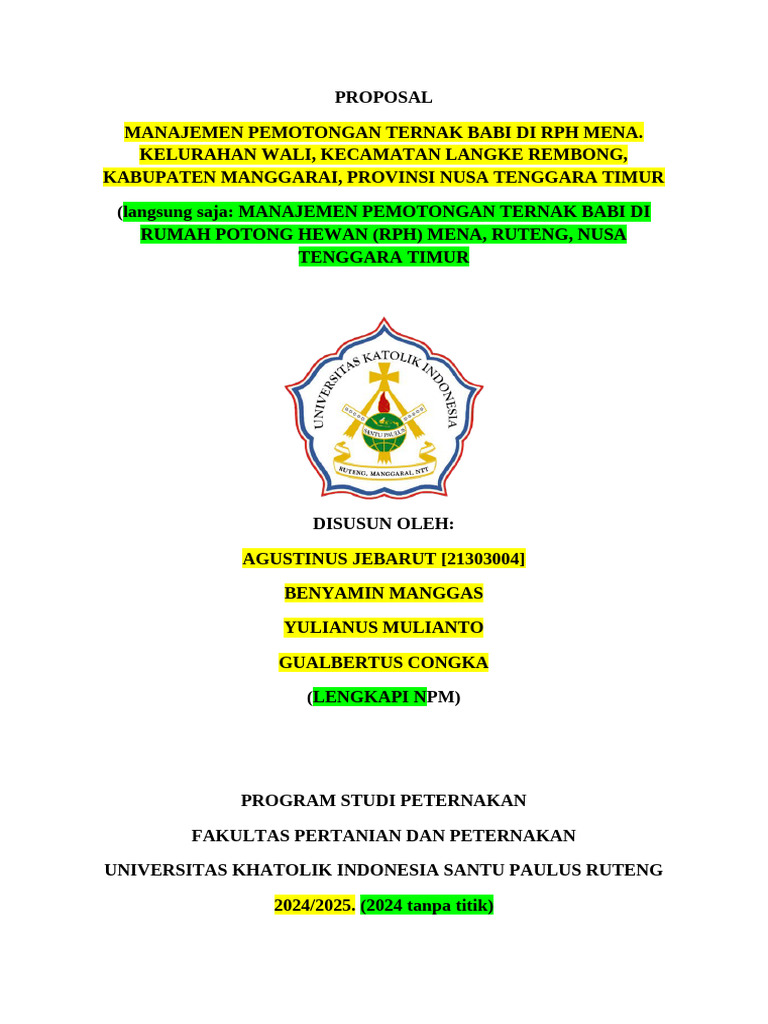 Manajemen Pemotongan Babi di RPH Mena | PDF
