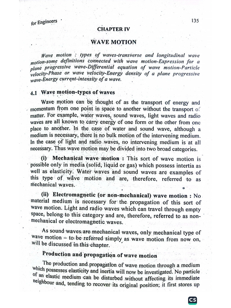 Wave Motion (Chapter 4) | PDF