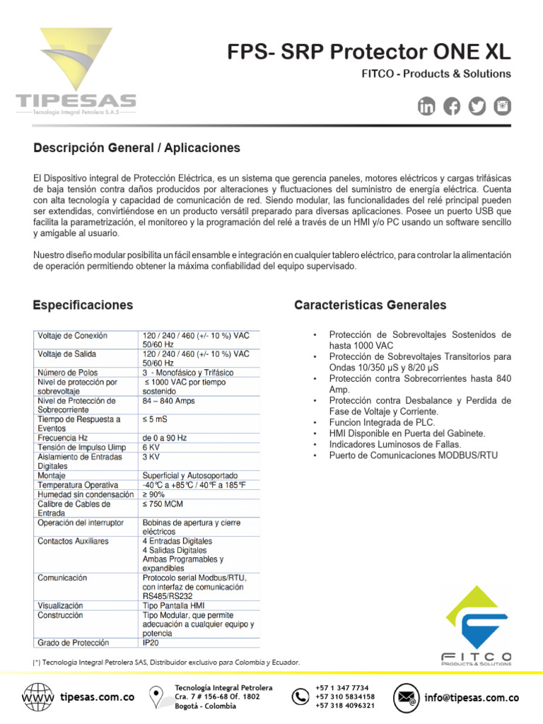 Brochure Protector One XL - FITCO | PDF | Relé | Informática