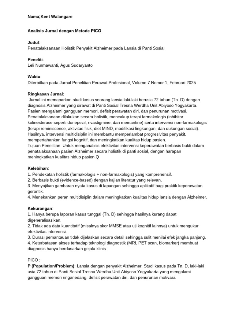 Analisis Jurnal Dengan Metode PICO | PDF