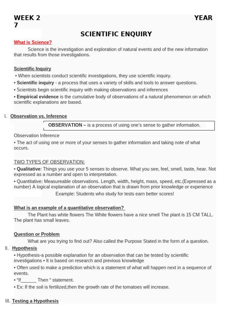 Scientific Inquiry for Seventh Graders | PDF | Experiment | Scientific ...