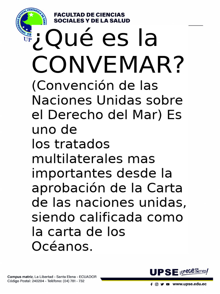 Convemar: Tratado del Derecho del Mar | PDF | Convención de las ...
