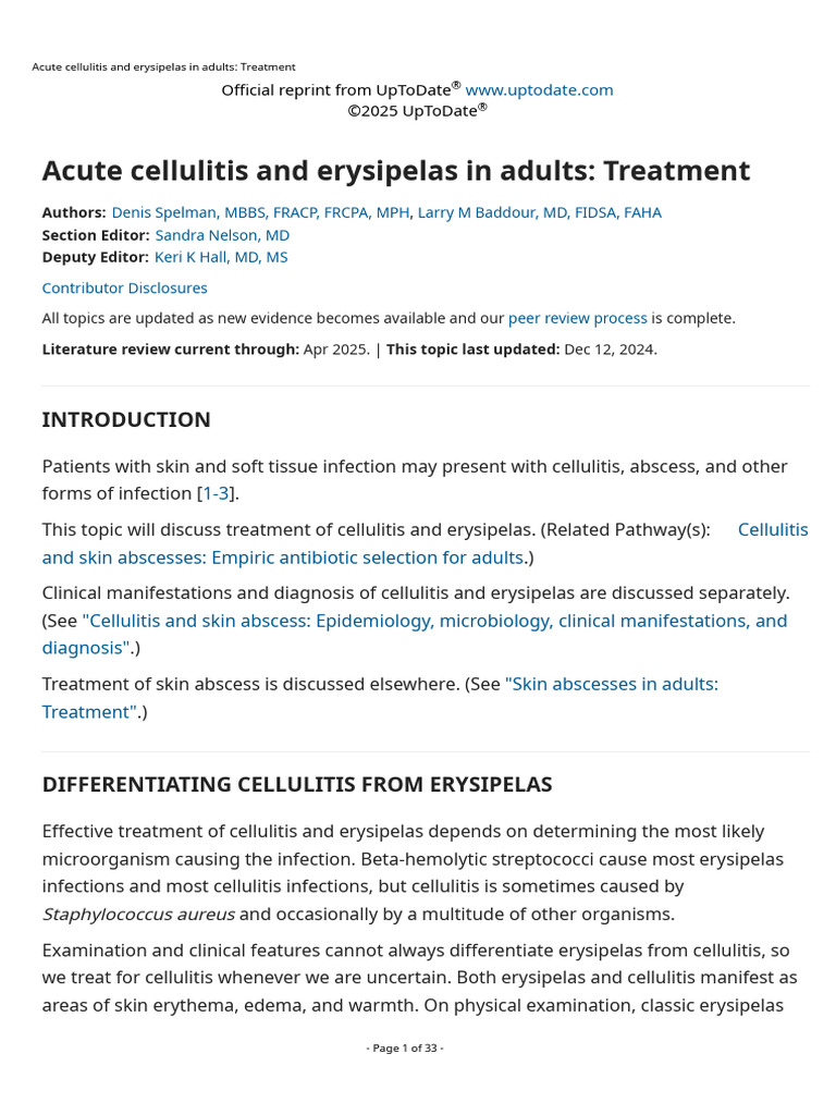 Treatment of Acute Cellulitis in Adults | PDF | Methicillin Resistant ...