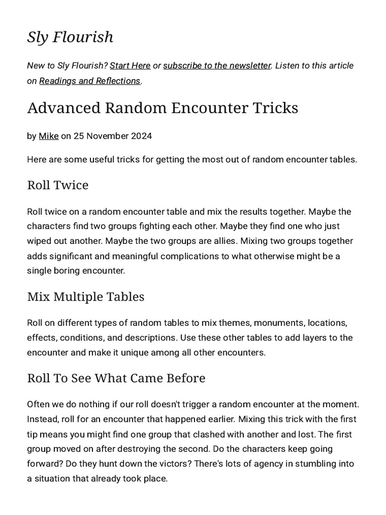 Advanced Random Encounter Techniques | PDF | Role Playing Games ...