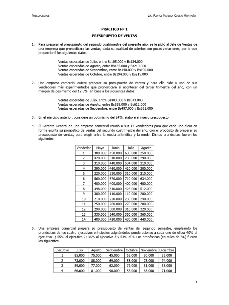 Presupuestos de Ventas y Compras Empresariales | PDF | Presupuesto