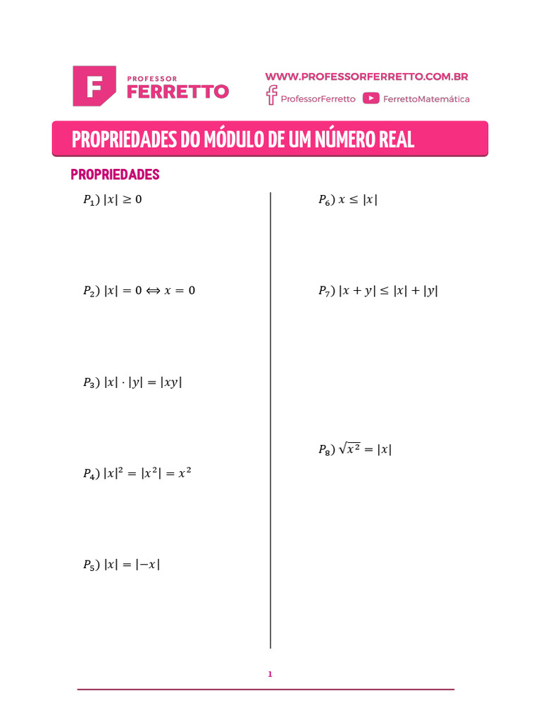 3 Propriedades Do Módulo de Um Numero Real | PDF