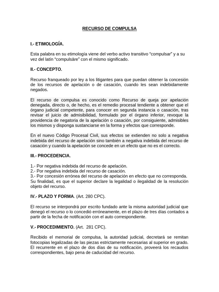 Recurso de Compulsa: Concepto y Procedimiento | PDF | Apelación ...