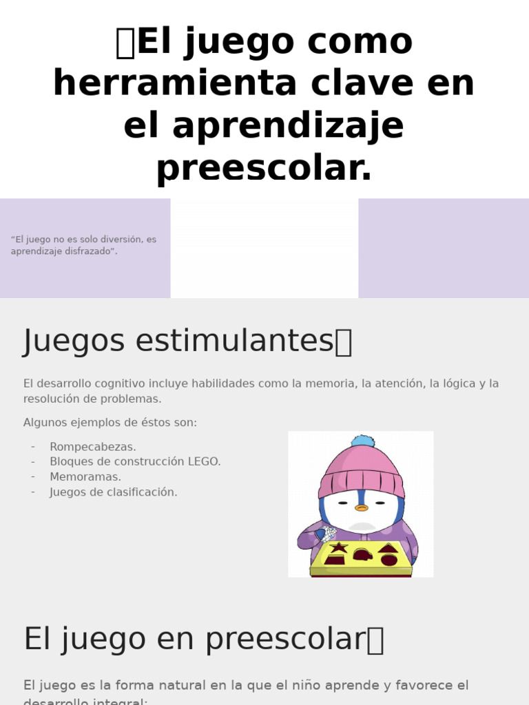 Juego y aprendizaje en preescolar | PDF