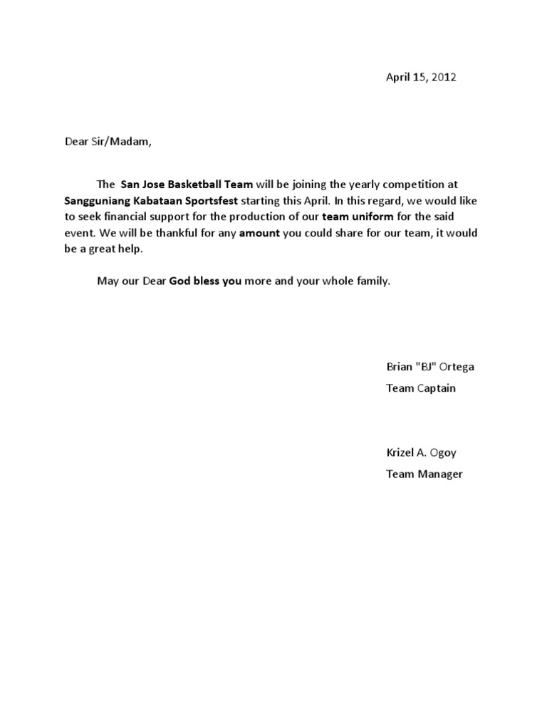 Solicitation Letter
