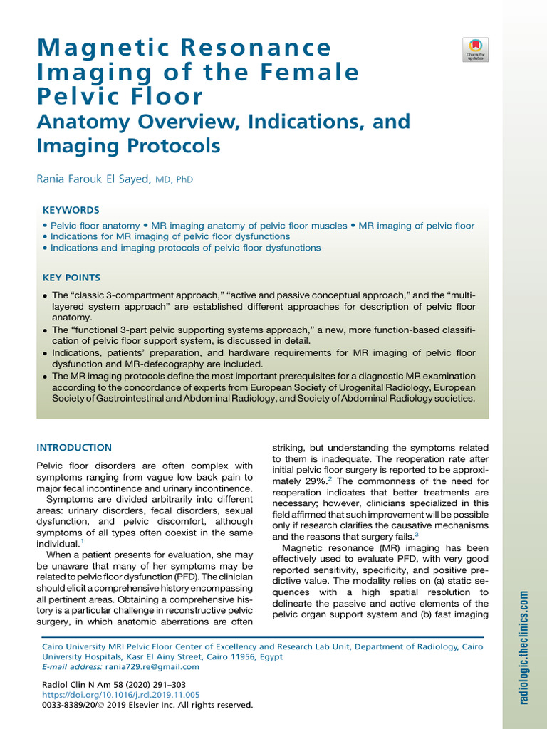 Magnetic Resonance Imaging of The Female Pelvic Floor | PDF | Pelvis ...