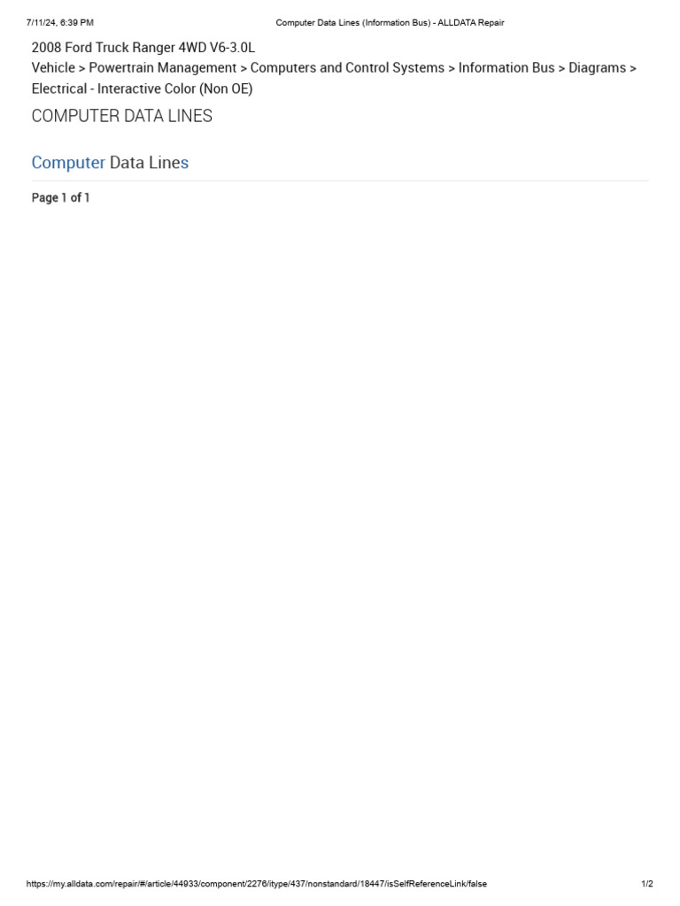 2008 Ford Ranger 4WD Data Lines Guide | PDF | Wheeled Vehicles ...