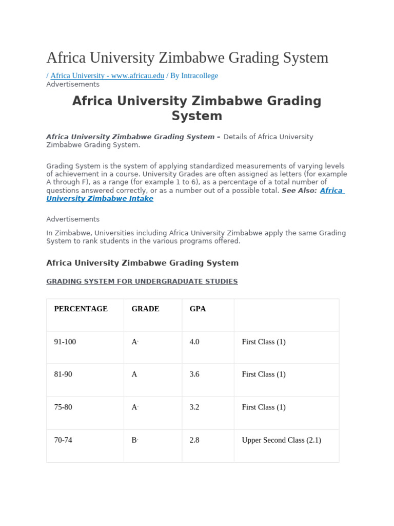 ZIMBABWE EDUCATION GRADING SYSTEM visual data 6