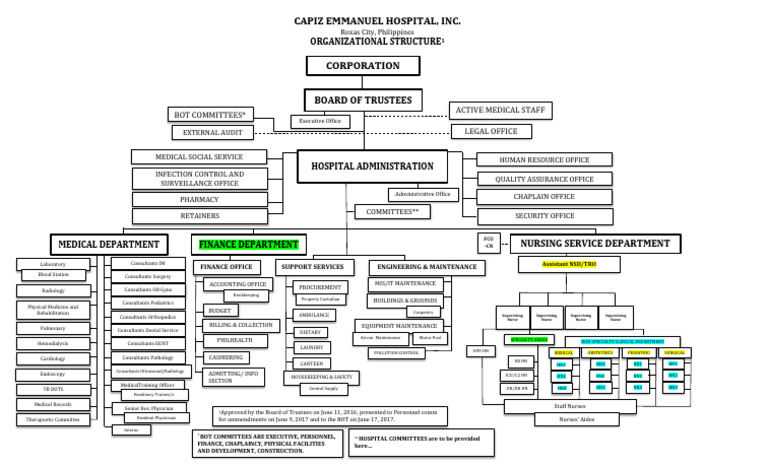 Capiz Emmanuel Hospital Org Chart | PDF | Residency (Medicine) | Hospital
