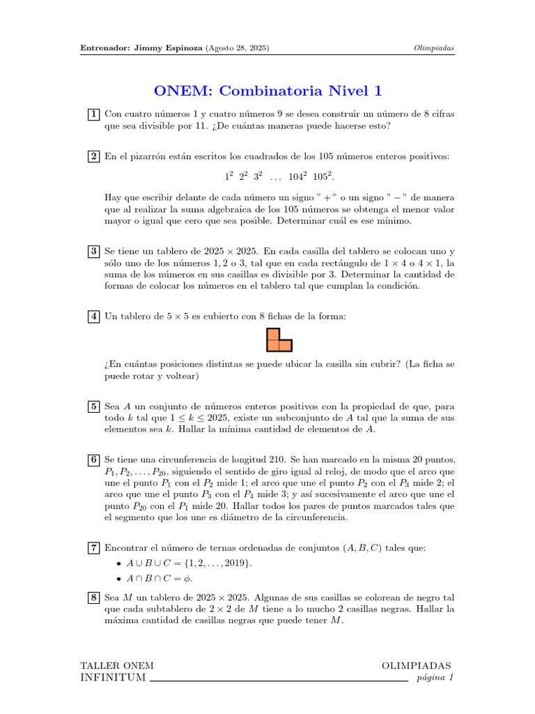 Taller Onem 3 | PDF | Entero | Matemática Elemental