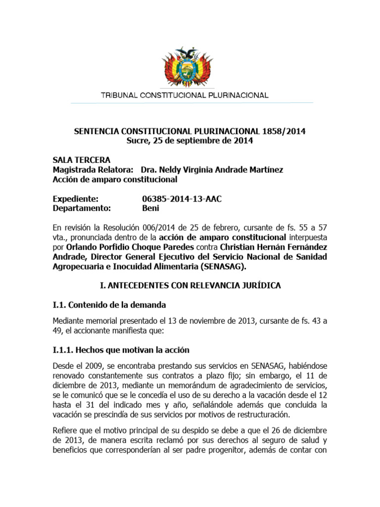 Amparo Constitucional por Despido Injusto | PDF | Caso de ley | Derecho ...
