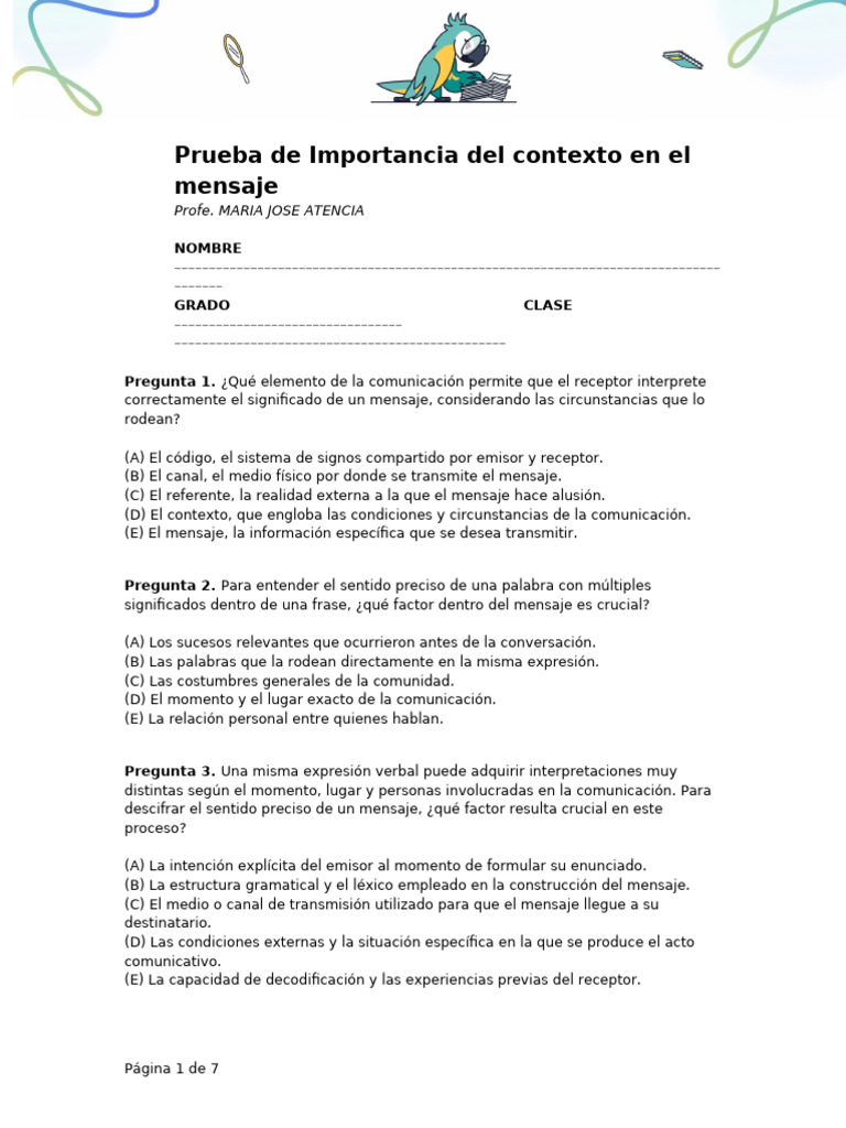 Importancia del contexto en la comunicación | PDF | Comunicación ...