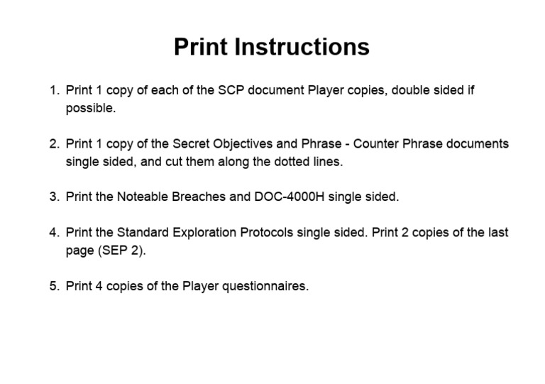 SCP Document Printing Instructions | PDF