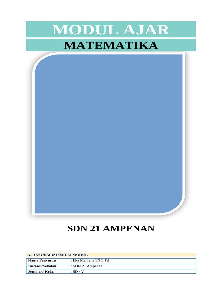 Modul Ajar Matematika Kelas V SD | PDF