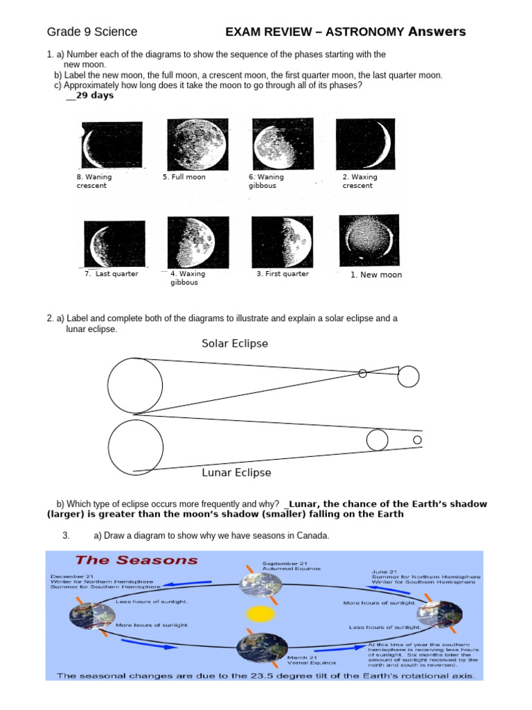 Grade 9 Astronomy Exam Review Guide | PDF | Stars | Planets