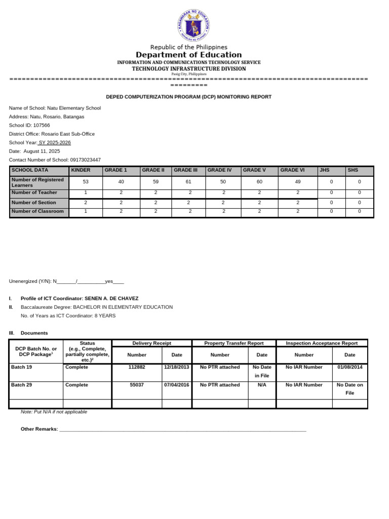 DepEd DCP Monitoring Report 2025 | PDF | Educational Technology | Learning