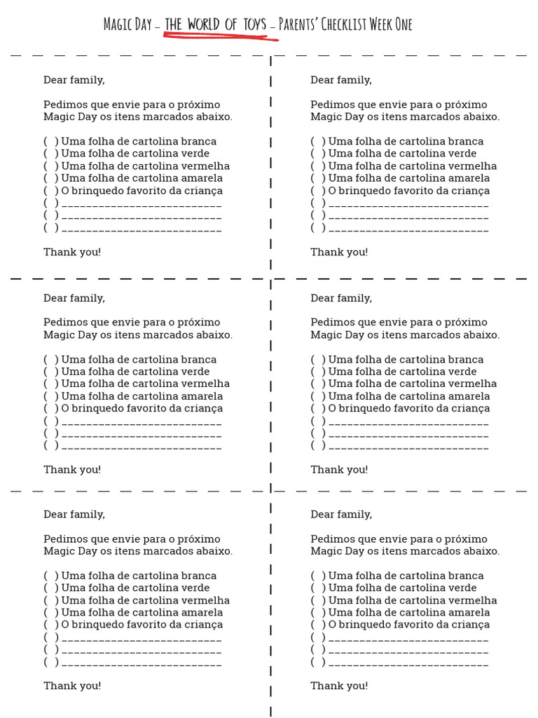 Checklist de Materiais para Magic Day | PDF