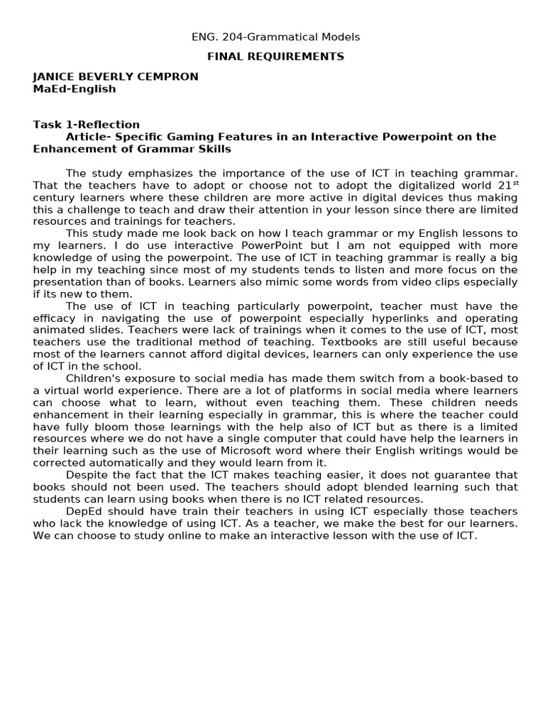 Grammatical Models-Final Requirements | PDF | Language Education ...