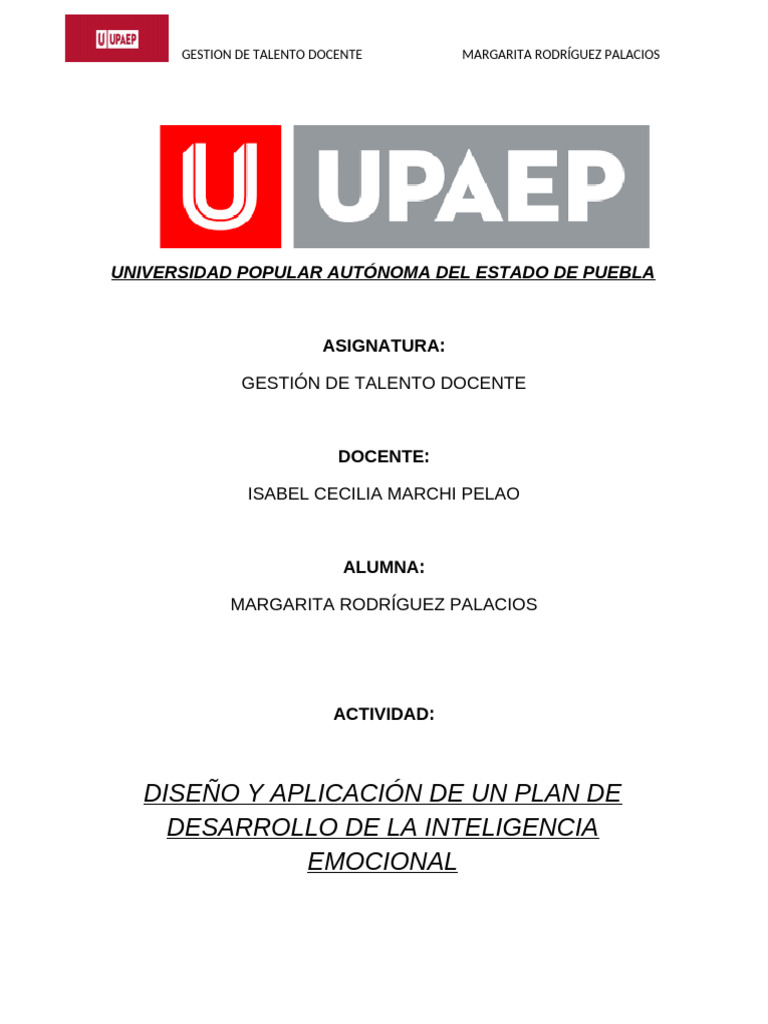 Plan de Desarrollo Emocional Escolar | PDF | Las emociones ...