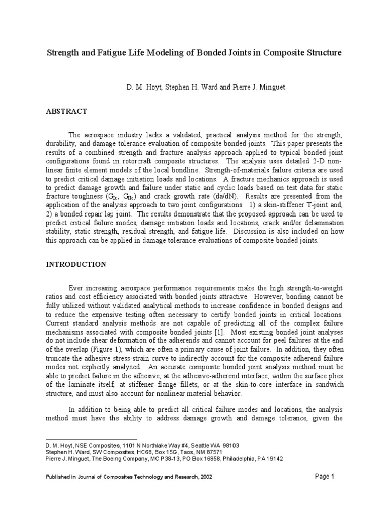 JCTR Bonded Joints Paper | PDF | Fatigue (Material) | Fracture Mechanics