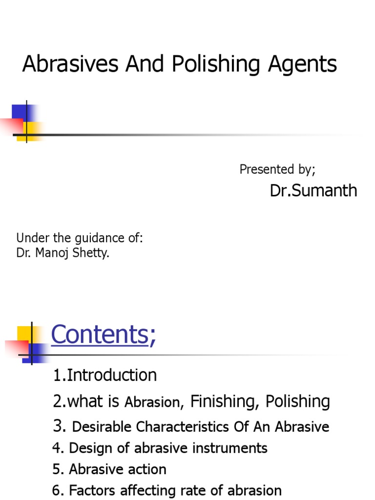 Abrasives and Polishing Agents in Dentistry | PDF | Abrasive ...