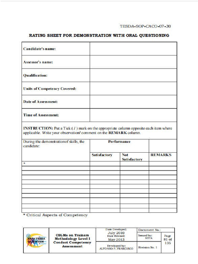 Rating Sheet | PDF