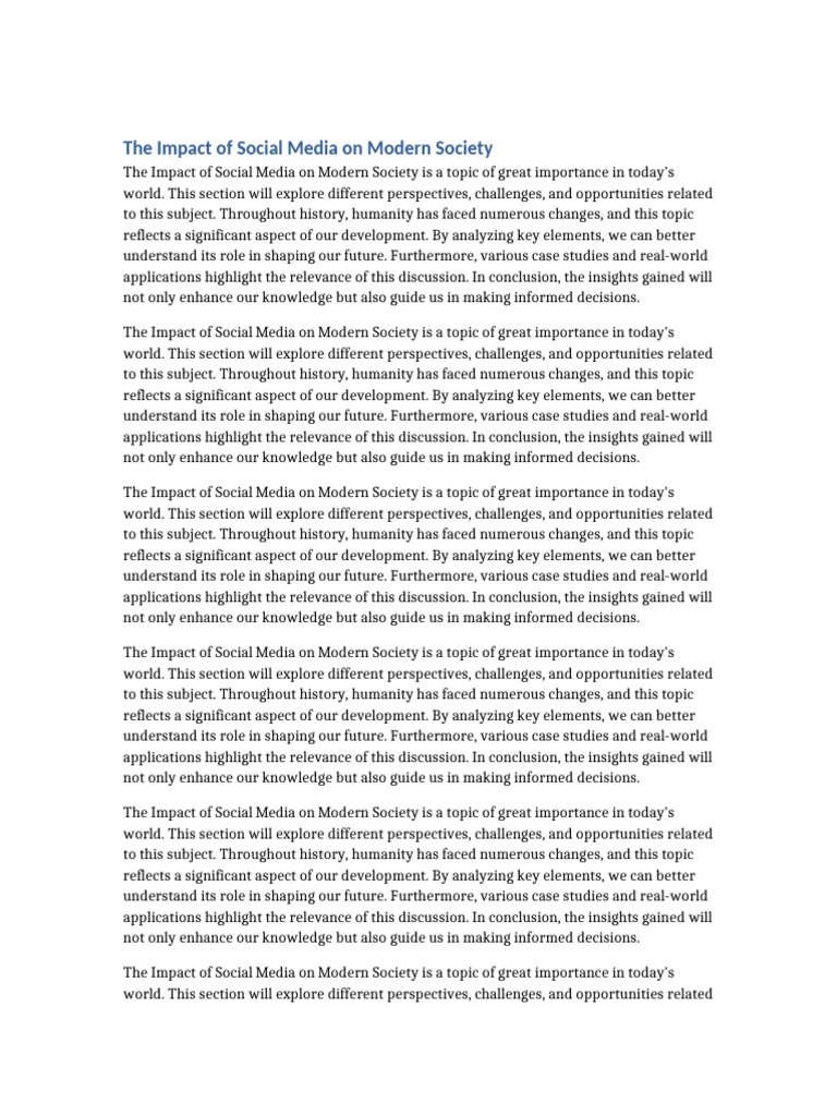 Social Media's Role in Modern Society | PDF | Knowledge | Relevance