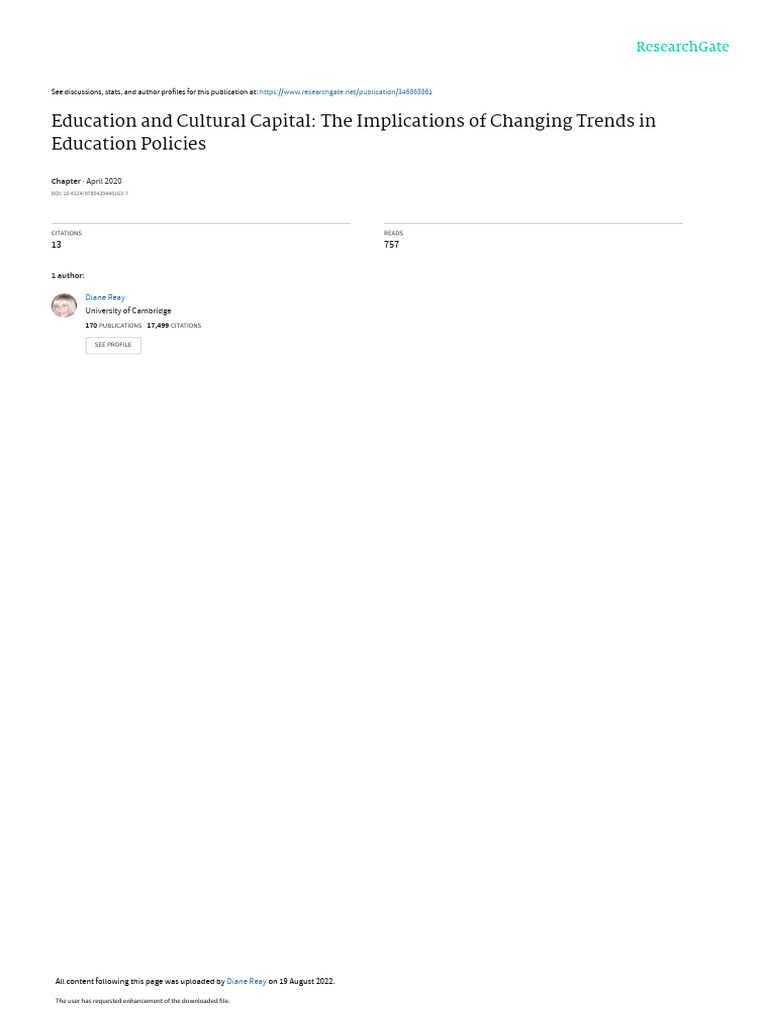 Education Policies and Cultural Capital Insights | PDF | Liberal Arts ...