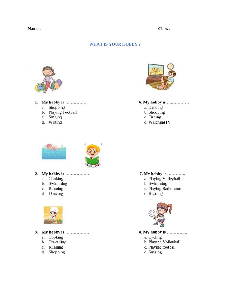 List of Hobbies and Answers | PDF