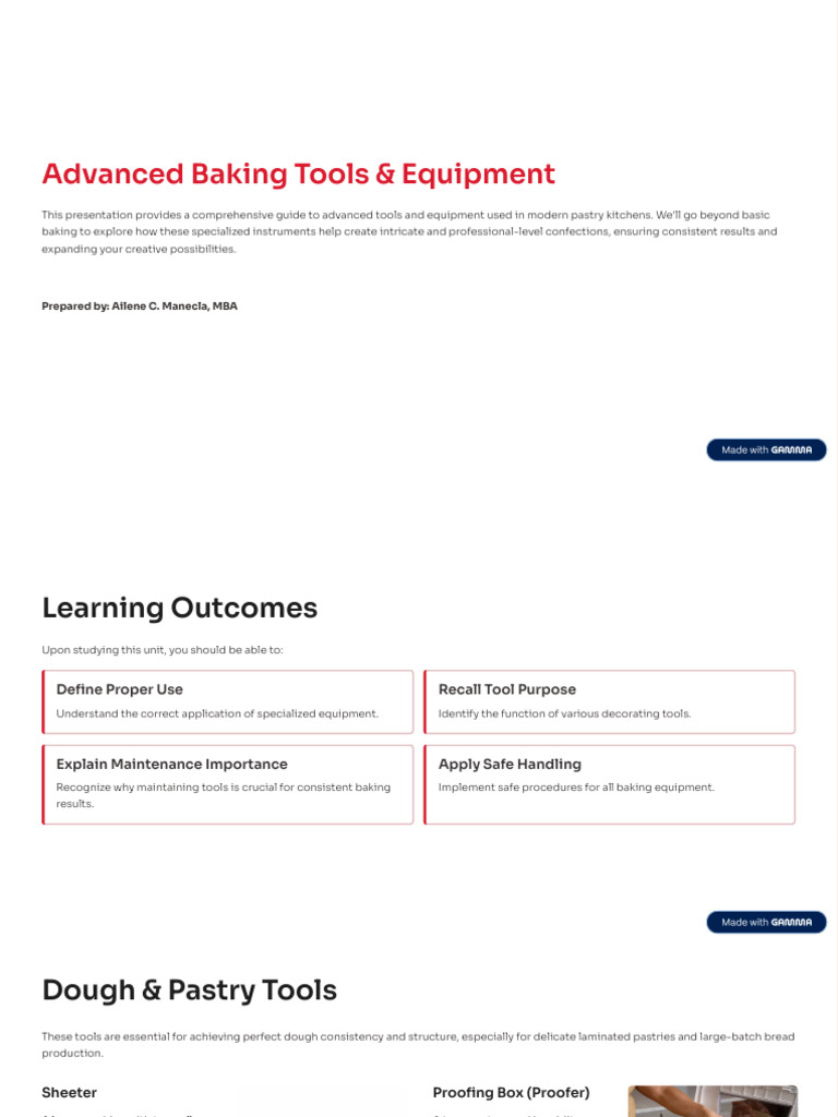 Advanced Baking Tools Overview | PDF | Cakes | Breads