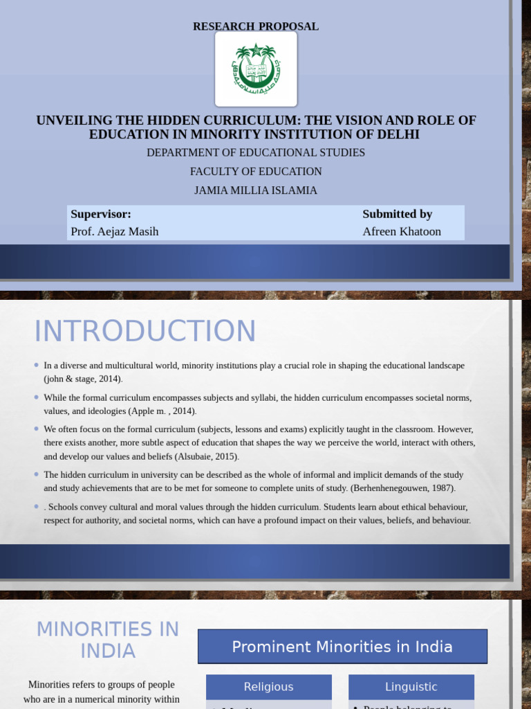 Hidden Curriculum in Delhi's Minority Education | PDF | Minority Group ...