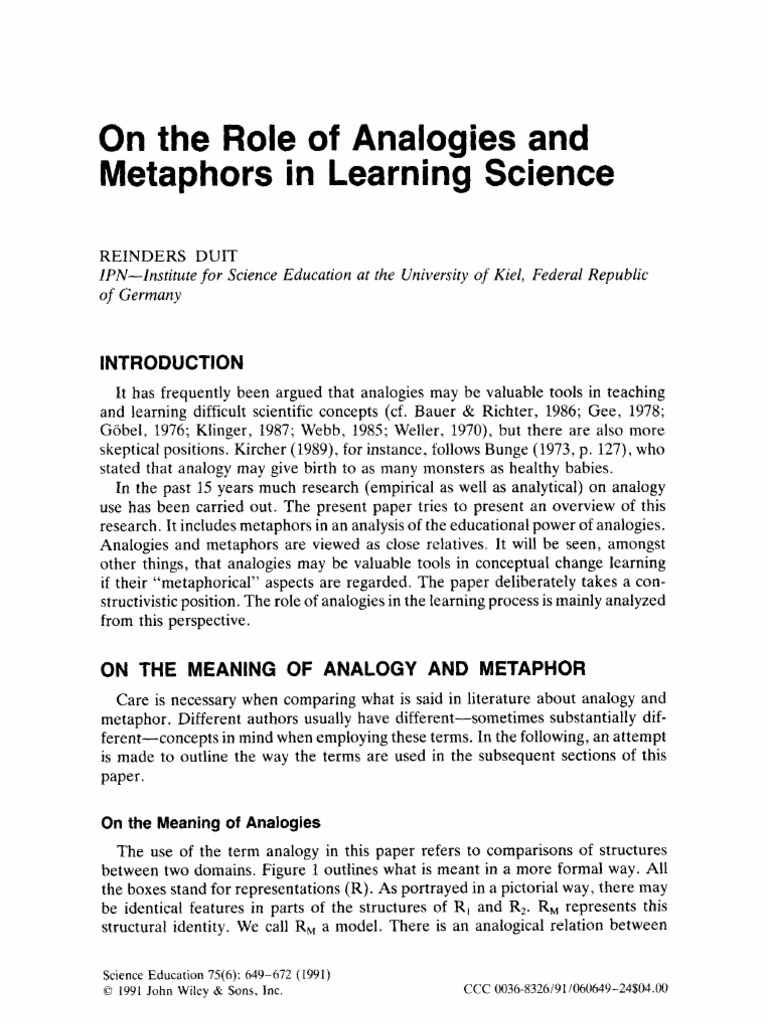 Analogies and Metaphors in Science Learning | PDF | Analogy | Schema ...