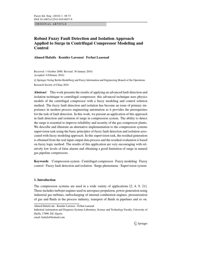 Robust Fuzzy Fault Detection and Isolation Approach Applied To Surge in ...