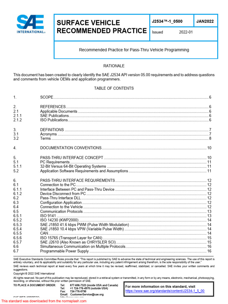 SAE J2534 Pass-Thru Programming Guide | PDF | Osi Model | Computing