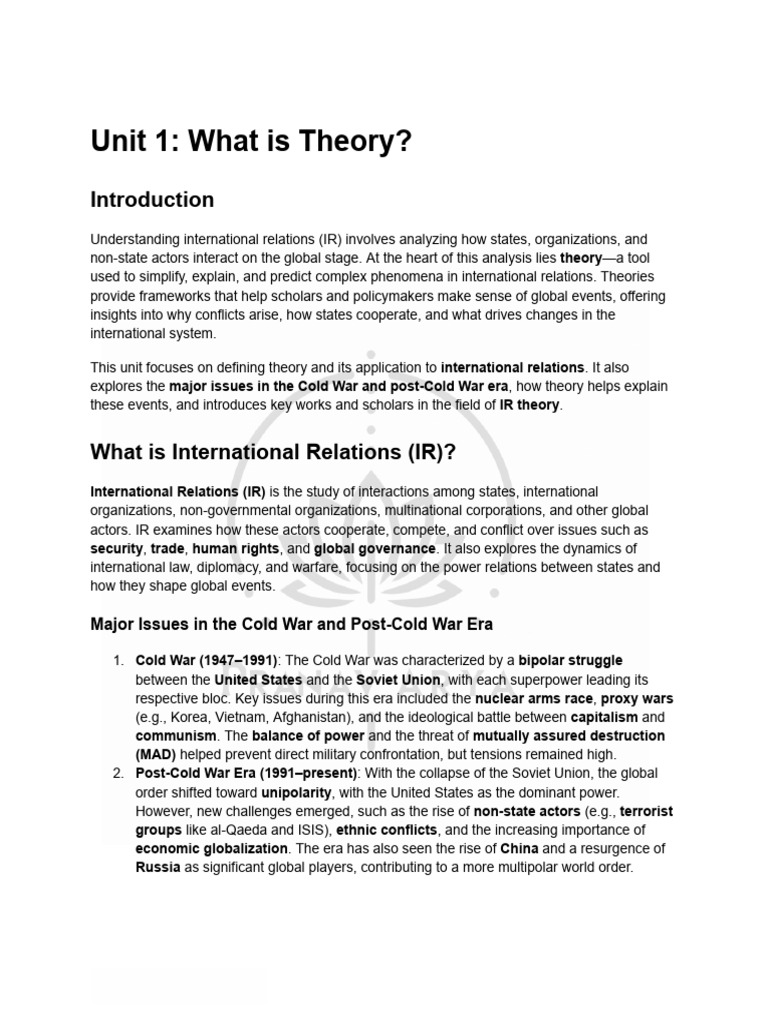 Theories of International Relations | PDF | International Relations ...