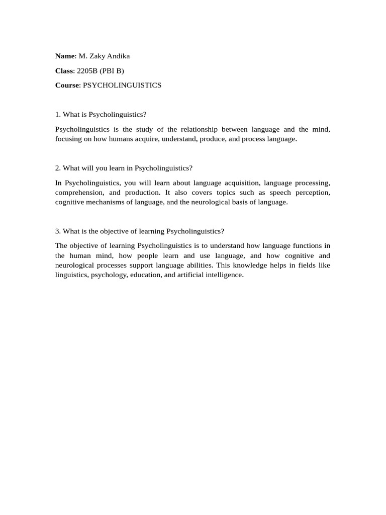 Psycholinguistics 2 | PDF