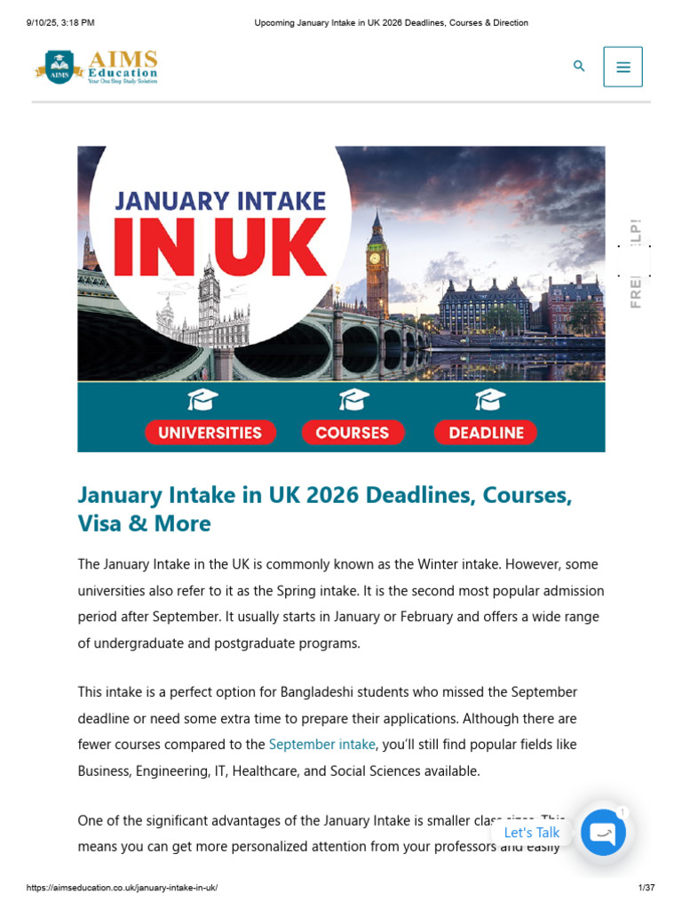 January 2026 UK University Intake Guide | PDF | Cost Of Living | Travel ...