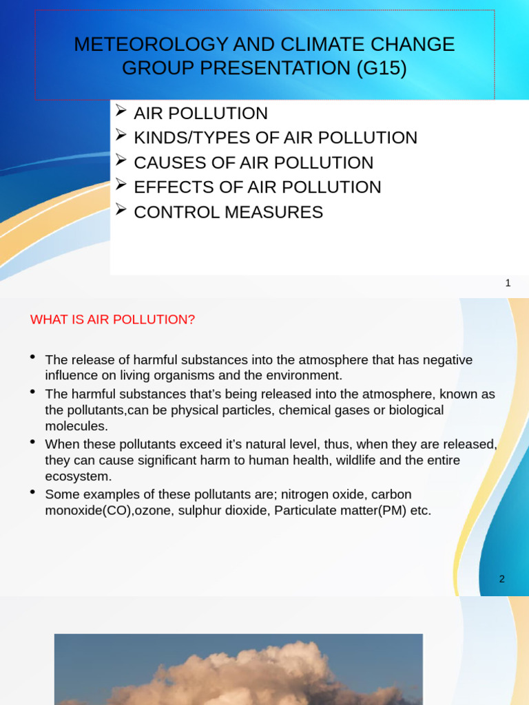 Meteorology and Climate Change - Group 15. Air Pollution | PDF | Air ...