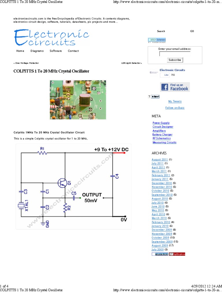 COLPITTS 1 To 20 MHz Crystal Oscillator.pdf Electronic Oscillator
