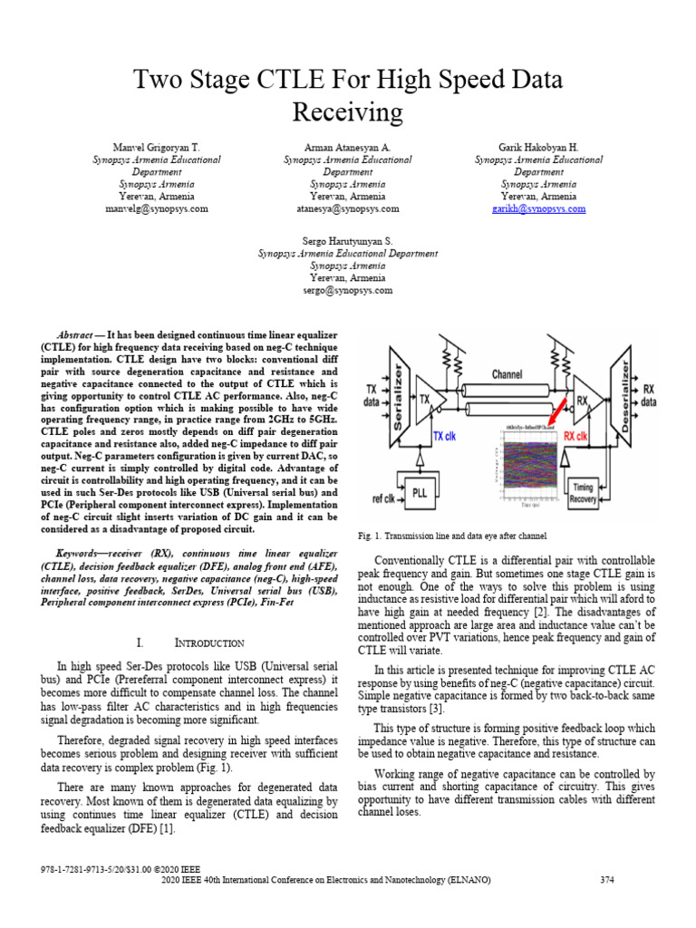 Two-Stage CTLE for High-Speed Data Recovery | PDF | Amplifier ...
