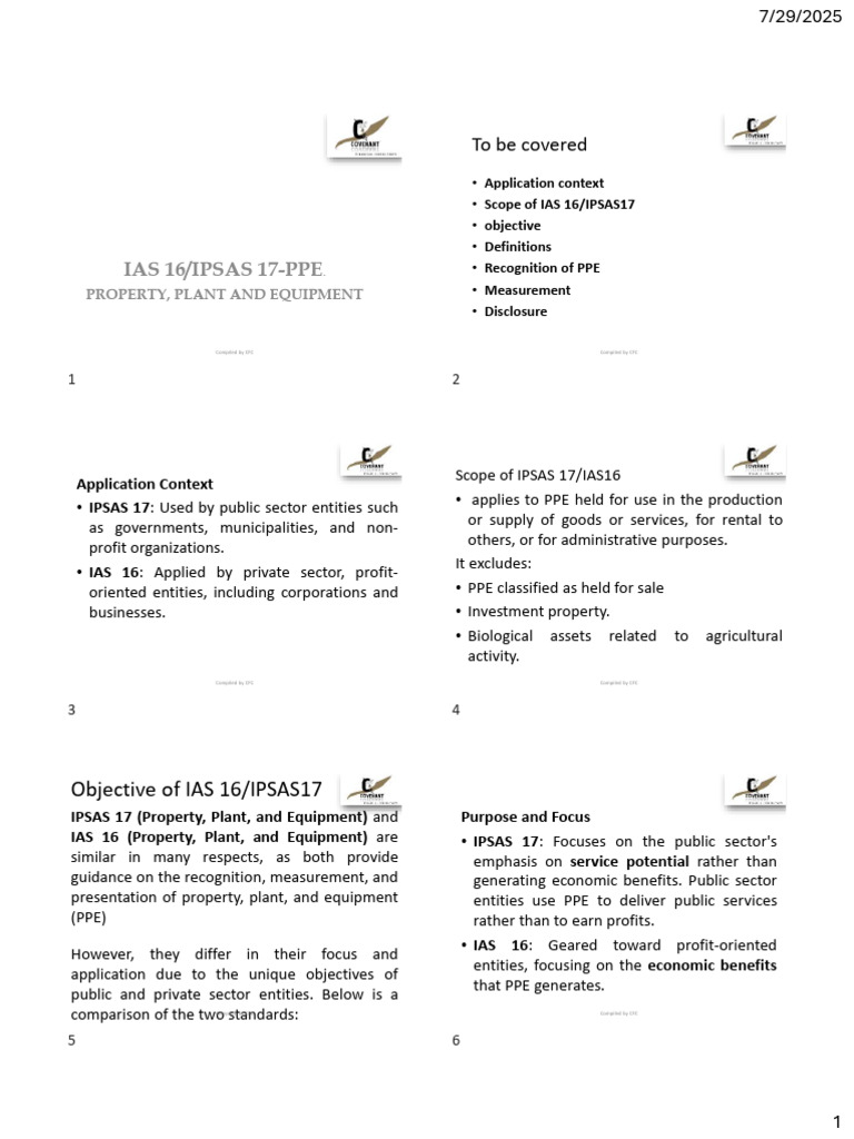 IAS 16 & IPSAS 17: PPE Guidelines | PDF | Depreciation | Fair Value