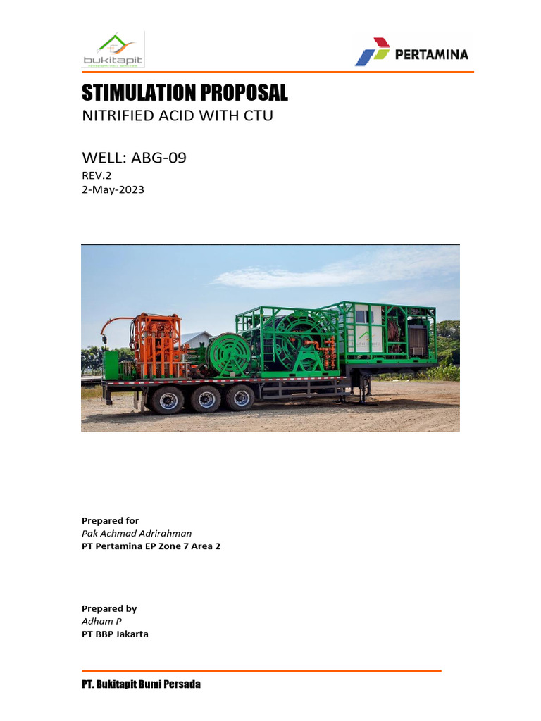 Acid Stimulation Proposal for Well ABG-09 | PDF | Chemical Substances ...