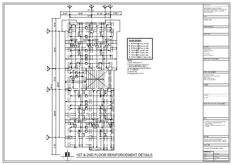 1st & 2nd Floor Slab Reinforcement Details | PDF